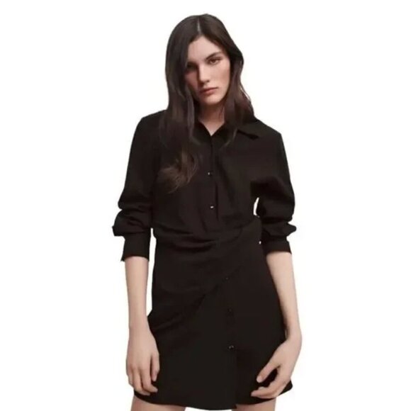 ZARA nwt DRAPED SHIRT DRESS - s - Picture 2 of 8